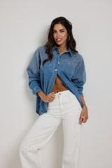 Denim jeans bianco cristalli FEDERICA BI