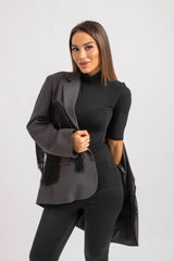 Blazer grigio frange FEDERICA BI