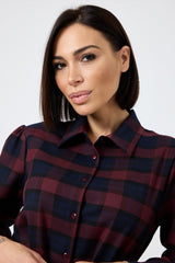 Abito tartan blu bordeaux FEDERICA BI