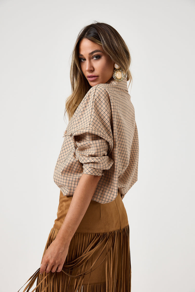 Camicia a quadri beige FEDERICA BI