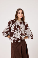 Camicia marrone ricamata FEDERICA BI