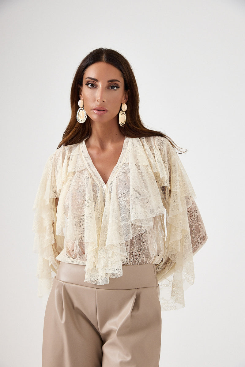 Camicia in pizzo burro FEDERICA BI