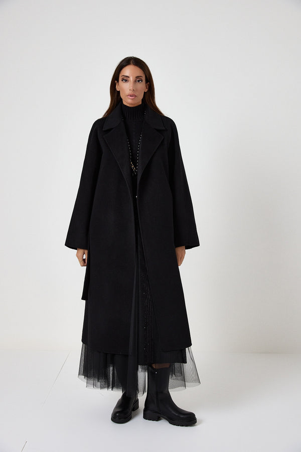 Cappotto nero cachemire e lana FEDERICA BI