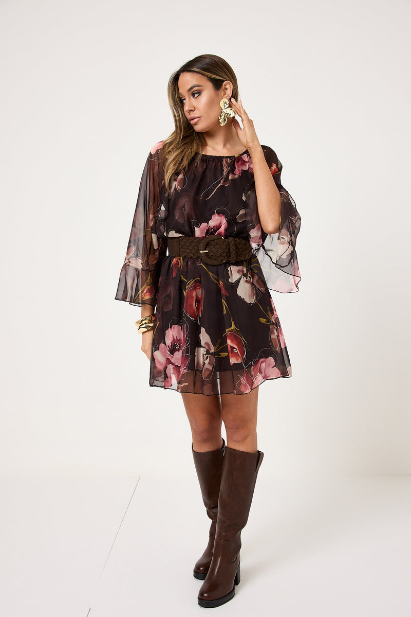 Abito in chiffon fantasia moro FEDERICA BI