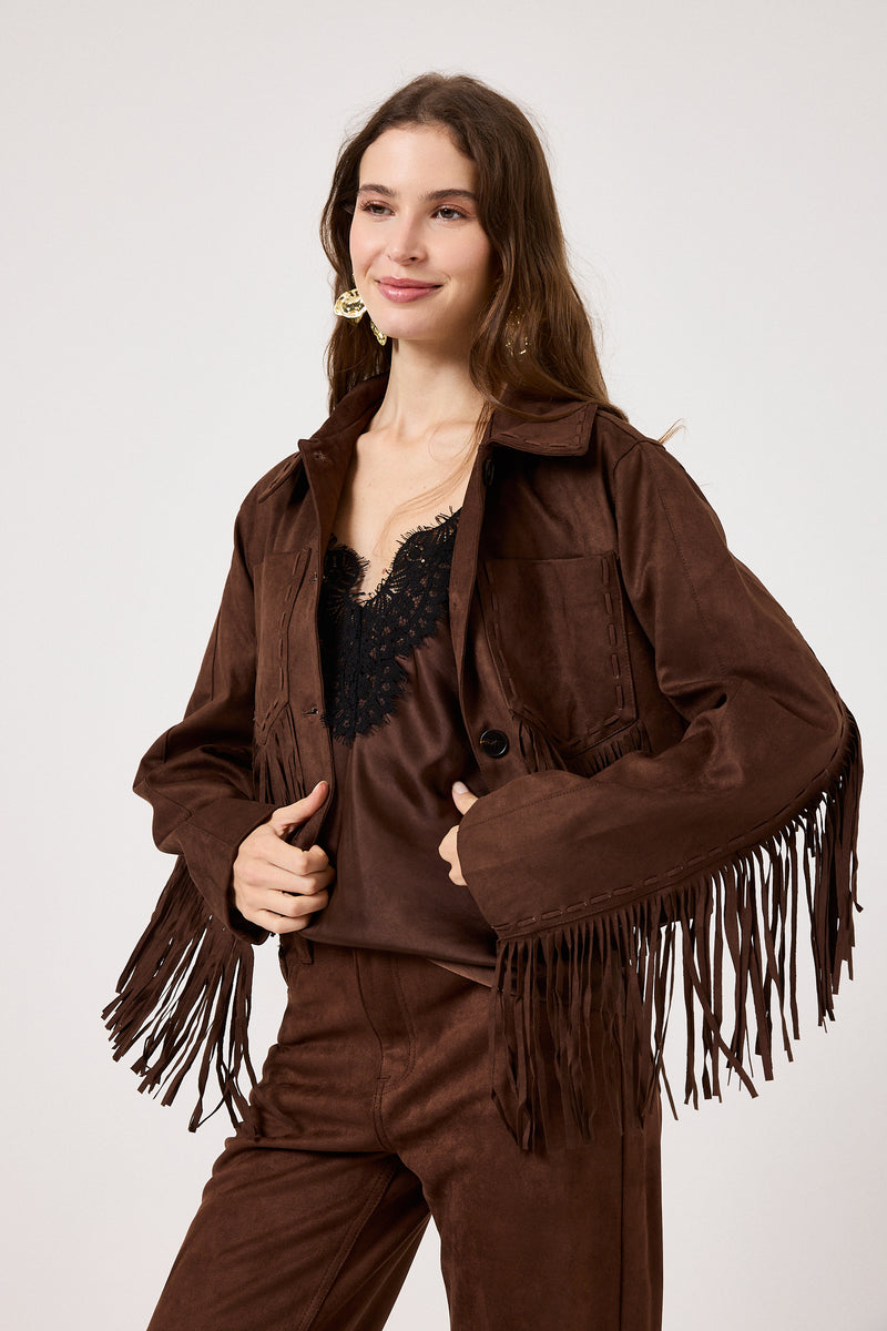 Giacca in ecosuede marrone FEDERICA BI