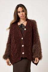 Cardigan treccia e ciniglia FEDERICA BI ( vari colori )