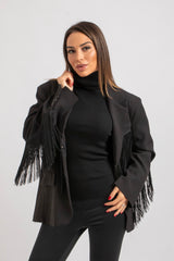 Blazer nero frange FEDERICA BI