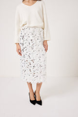 Gonna bianca piume e paillettes FEDERICA BI