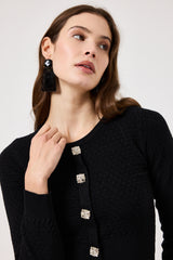 Maglia nera bottoni gioiello FEDERICA BI