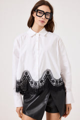 Camicia in cotone e pizzo FEDERICA BI ( bianca e nera )