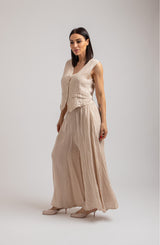 Gilet in lino beige FEDERICA BI