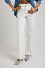 Denim jeans bianco cristalli FEDERICA BI