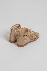 Sandalo beige borchie oro FEDERICA BI