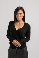Cardigan in lana nero FEDERICA BI