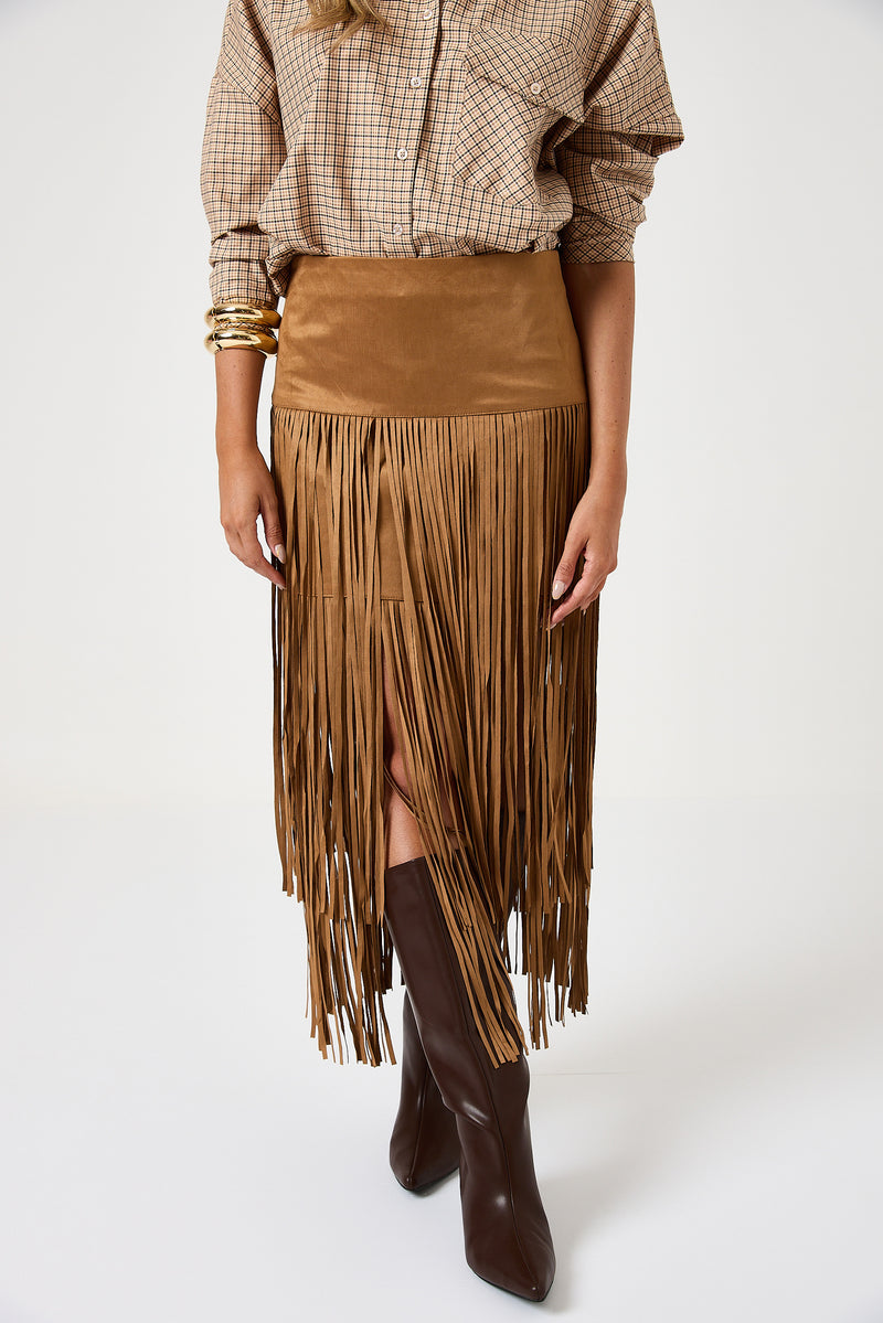 Gonna in suede con frange FEDERICA BI