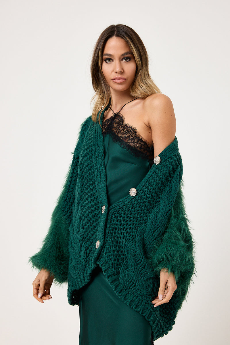 Cardigan treccia e ciniglia FEDERICA BI ( vari colori )