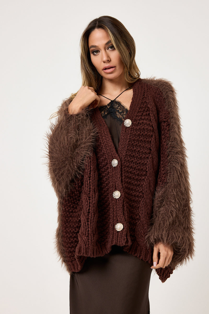 Cardigan treccia e ciniglia FEDERICA BI ( vari colori )