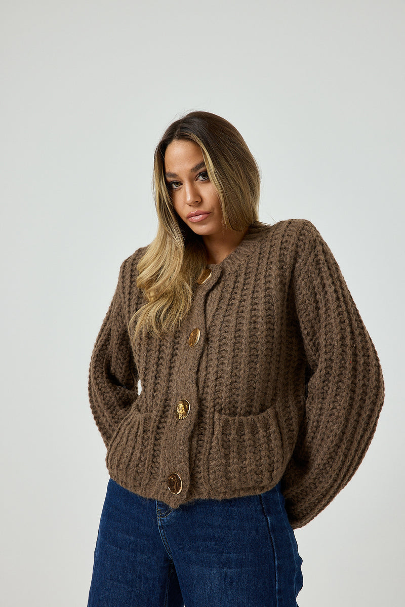 Cardigan bottone oro FEDERICA BI