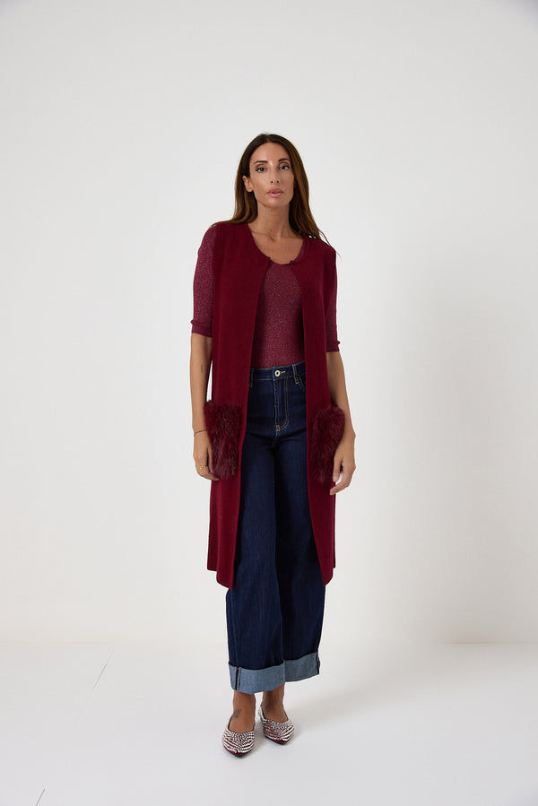 Gilet con tasca in ecofur FEDERICA BI ( vari colori )