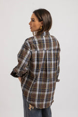 Camicia tartan moro cristallini e spilla FEDERICA BI