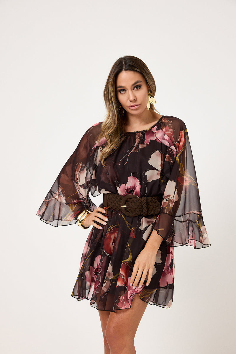 Abito in chiffon fantasia moro FEDERICA BI