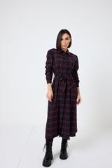 Abito tartan blu bordeaux FEDERICA BI