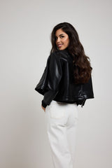 Giacca in ecopelle nera FEDERICA BI