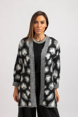 Cardigan animalier grigio FEDERICA BI