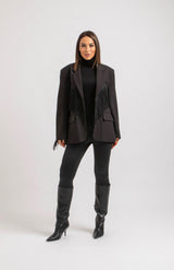 Blazer nero frange FEDERICA BI
