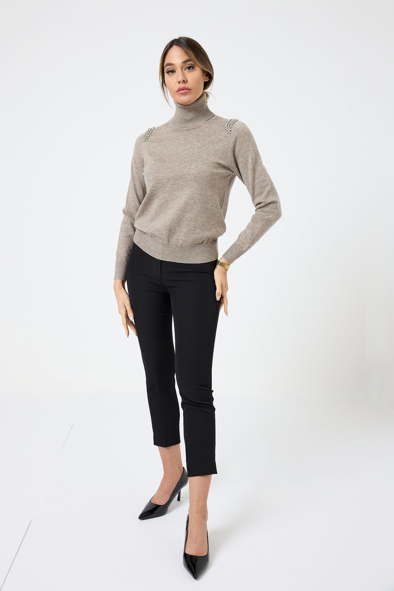 Maglia collo altro cristalli FEDERICA BI ( più colori )