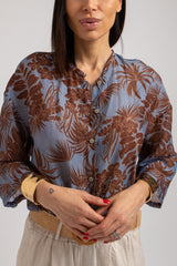 Camicia batik azzurro e cioccolato FEDERICA BI