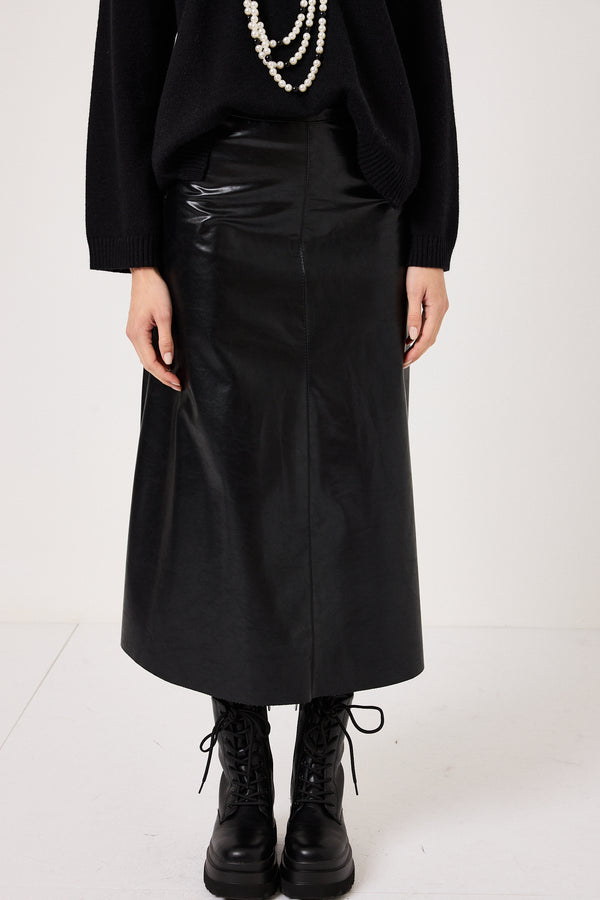 Gonna nera lucida in ecopelle FEDERICA BI