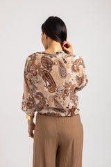 Camicia batik beige e cioccolato FEDERICA BI