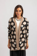 Cardigan animalier beige FEDERICA BI