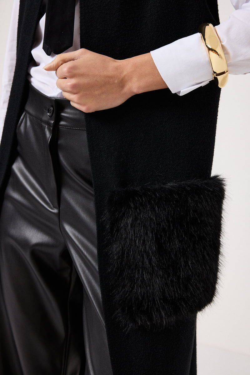 Pantalone nero in ecopelle FEDERICA BI