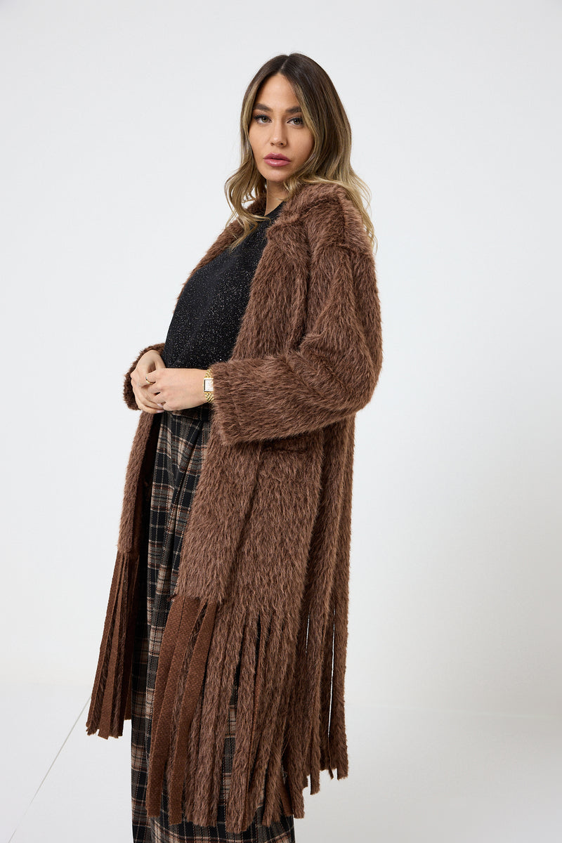 Cappotto lungo con frange FEDERICA BI ( due colori )