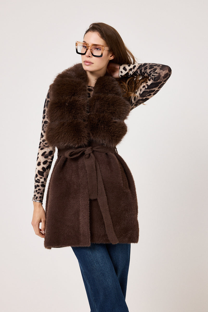 Gilet in ciniglia ed ecopelliccia FEDERICA BI