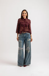 Camicia in pizzo FEDERICA BI bordeaux