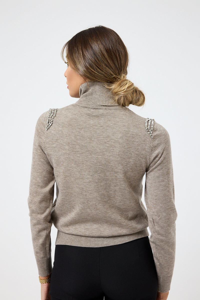 Maglia collo altro cristalli FEDERICA BI ( più colori )