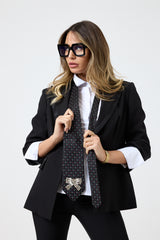 Cravatta in seta nera pois FEDERICA BI