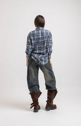 Camicia tartan cristallini e spilla FEDERICA BI