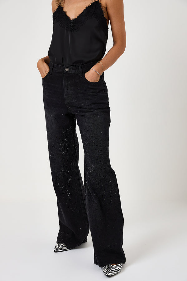 Denim nero cristalli FEDERICA BI