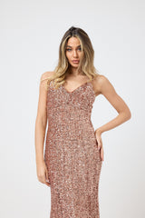 Abito in paillettes apricot FEDERICA BI