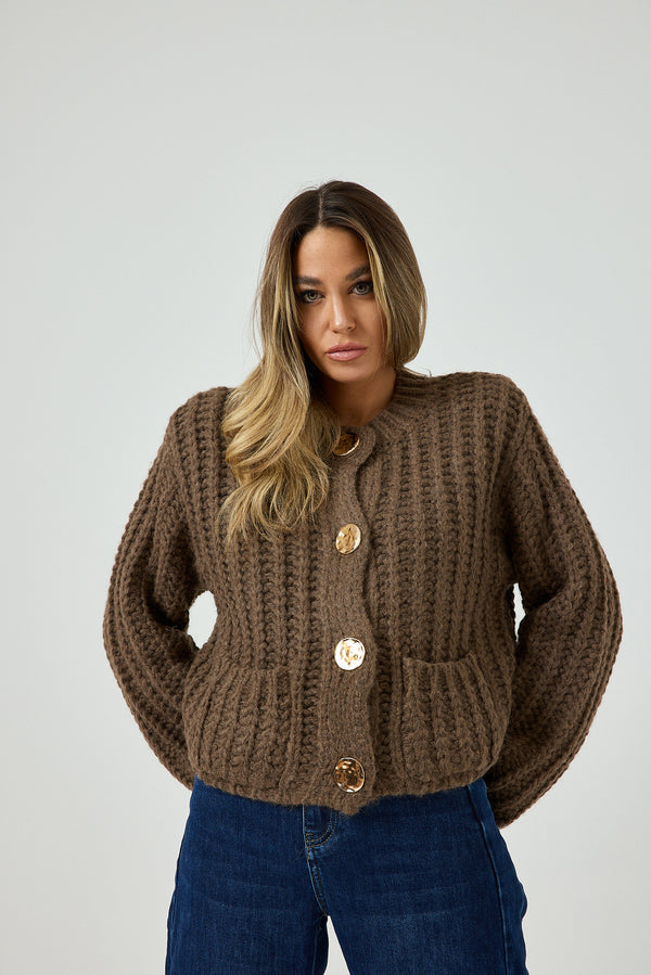 Cardigan bottone oro FEDERICA BI