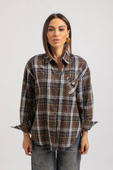 Camicia tartan moro cristallini e spilla FEDERICA BI