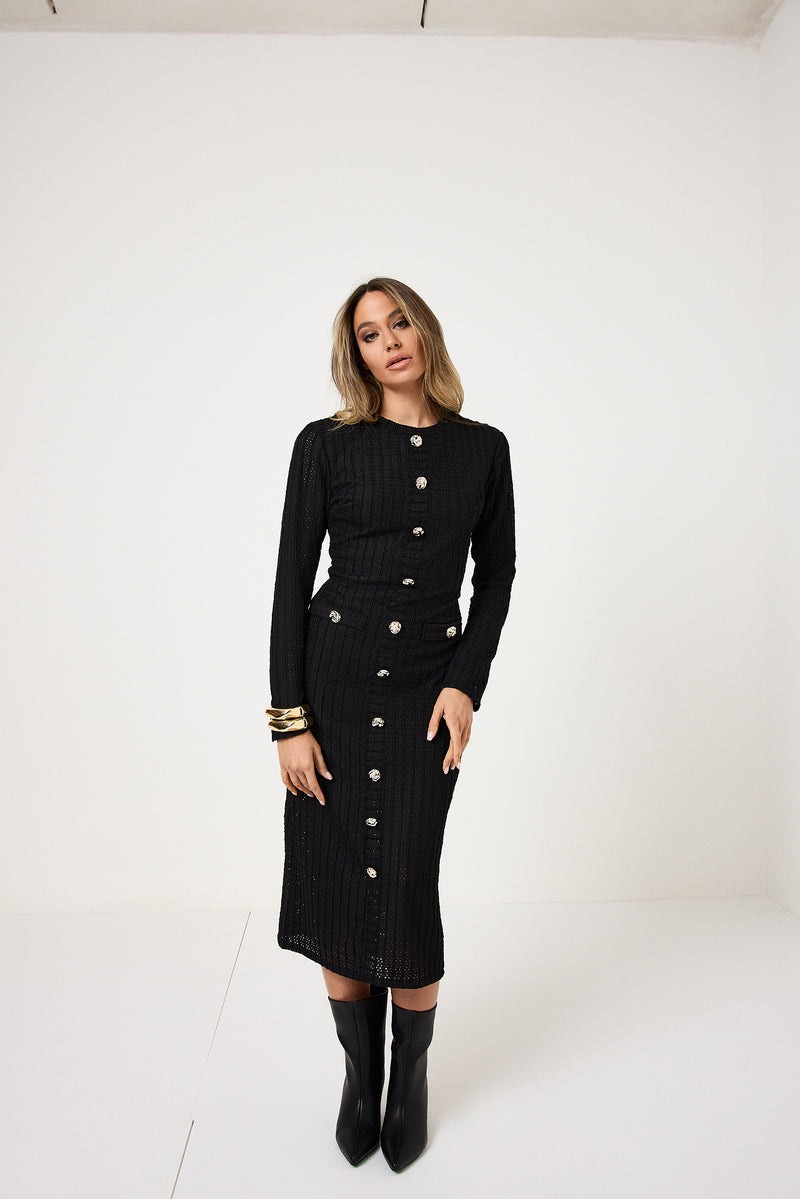 Abito midi bottoni oro FEDERICA BI ( vari colori )