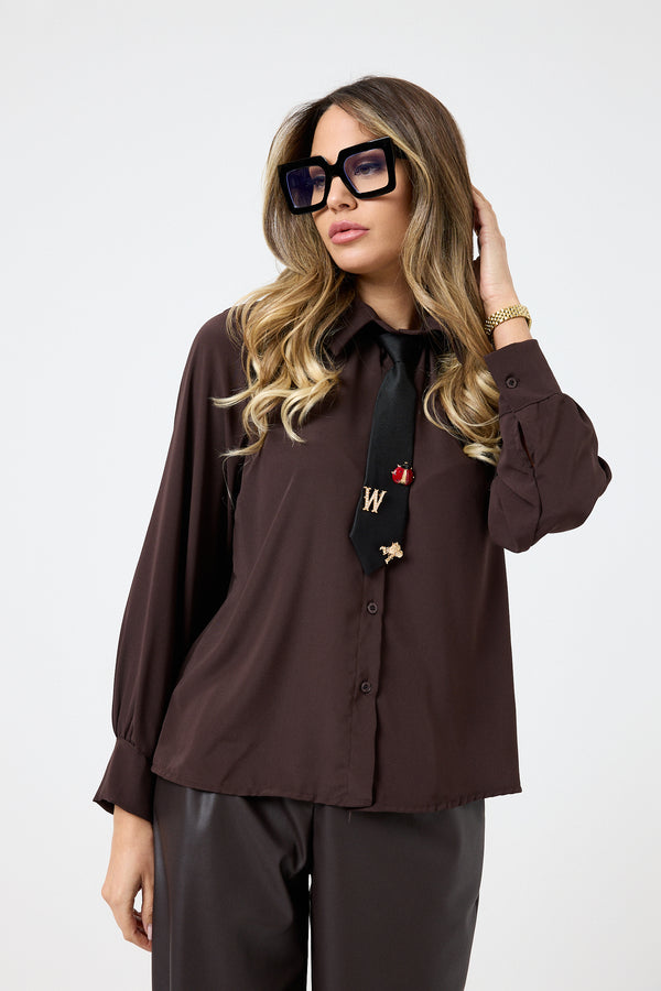 Camicia con cravatta con spille FEDERICA BI ( più colori )