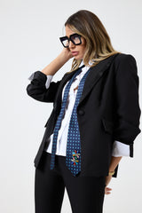 Cravatta in seta blu FEDERICA BI