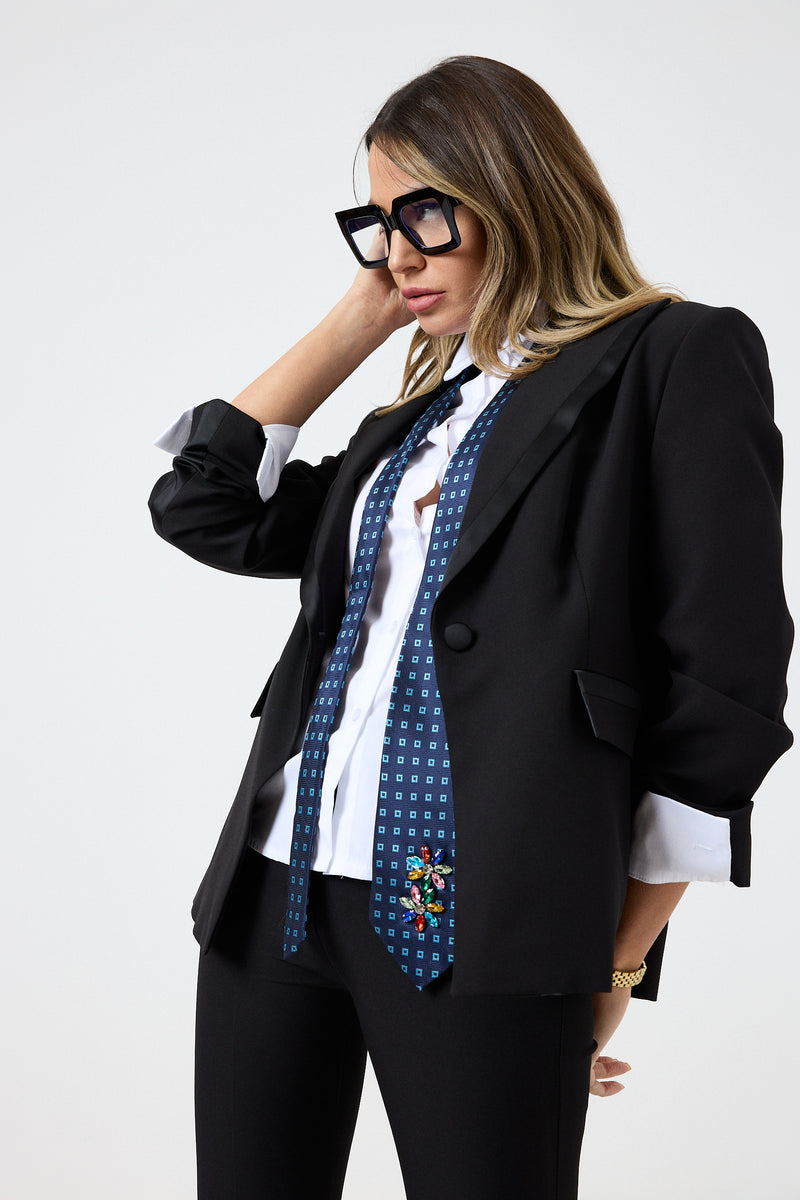 Cravatta in seta blu FEDERICA BI