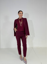 Pantalone in punto milano bordeaux FEDERICA BI